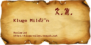 Kluge Milán névjegykártya